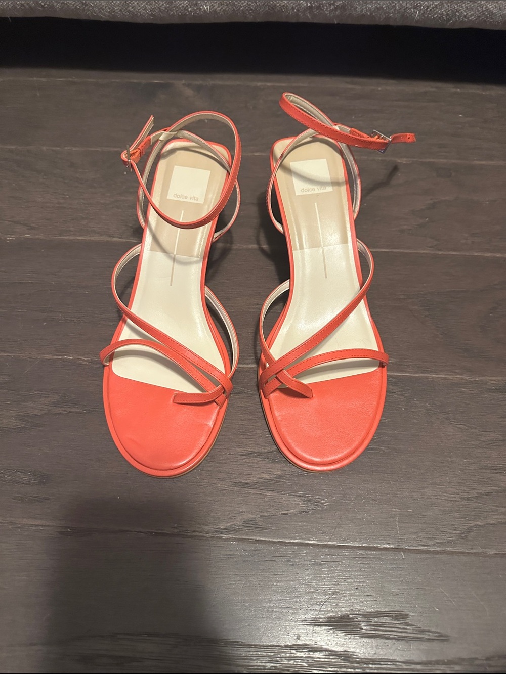 Dolce Vita Coral Red Strappy Ankle Strap Heels